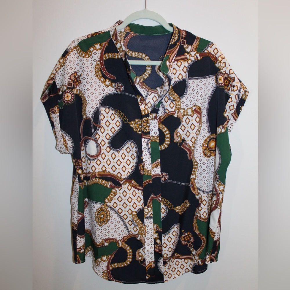 SHEIN Geometric Chain Pattern Top